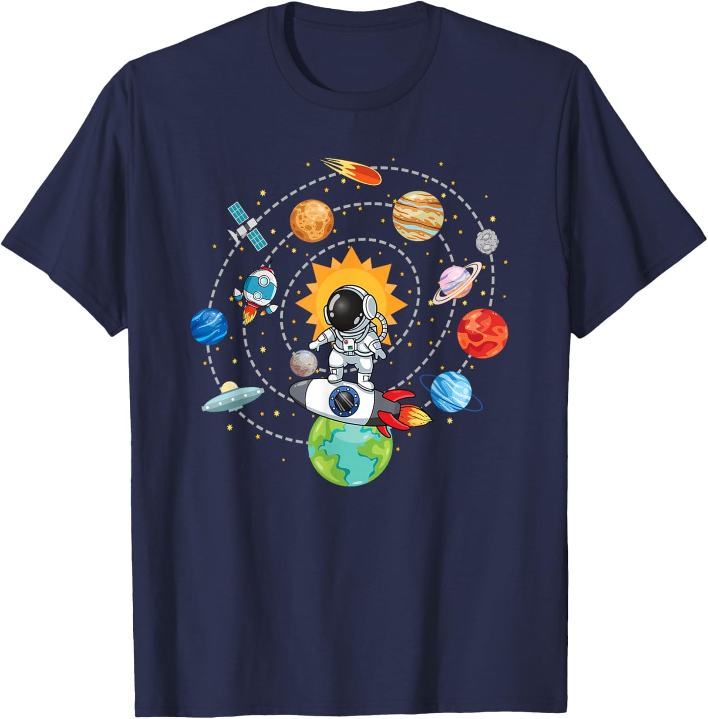 Solar System Planets Space Astronaut Universe Galaxy Kids T-Shirt - T-Shirt | Navy