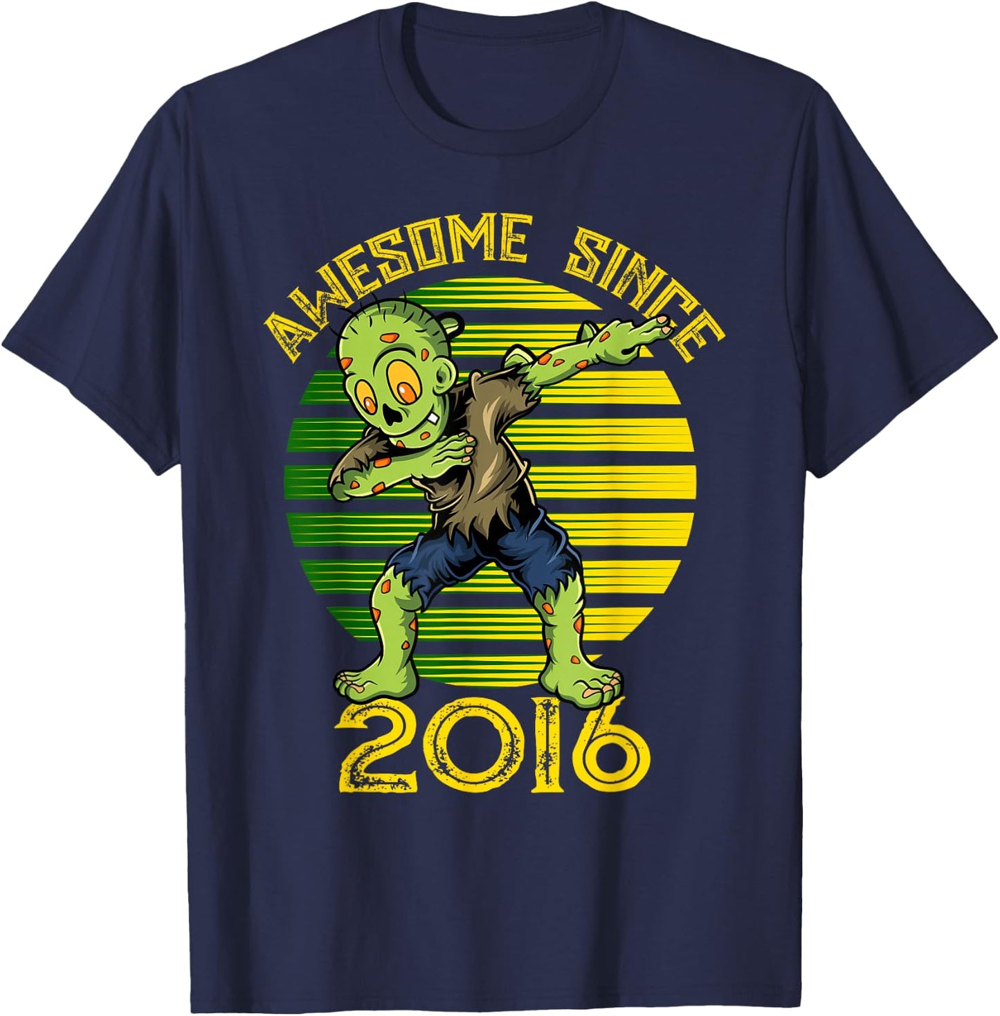 Halloween 9th Birthday Boy Dabbing Zombie Awesome Since 2016 T-Shirt - T-Shirt | Navy