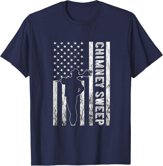 Vintage Chimney Sweep Chimney Sweeper American USA Flag T-Shirt - T-Shirt | Navy