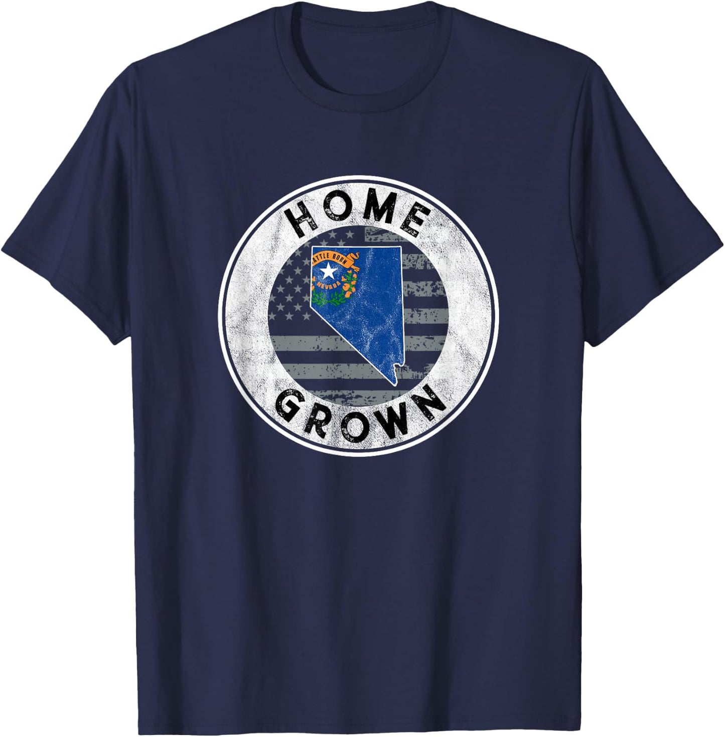Nevada Native Home Grown Quote State American Flag Pride NV T-Shirt - T-Shirt | Navy