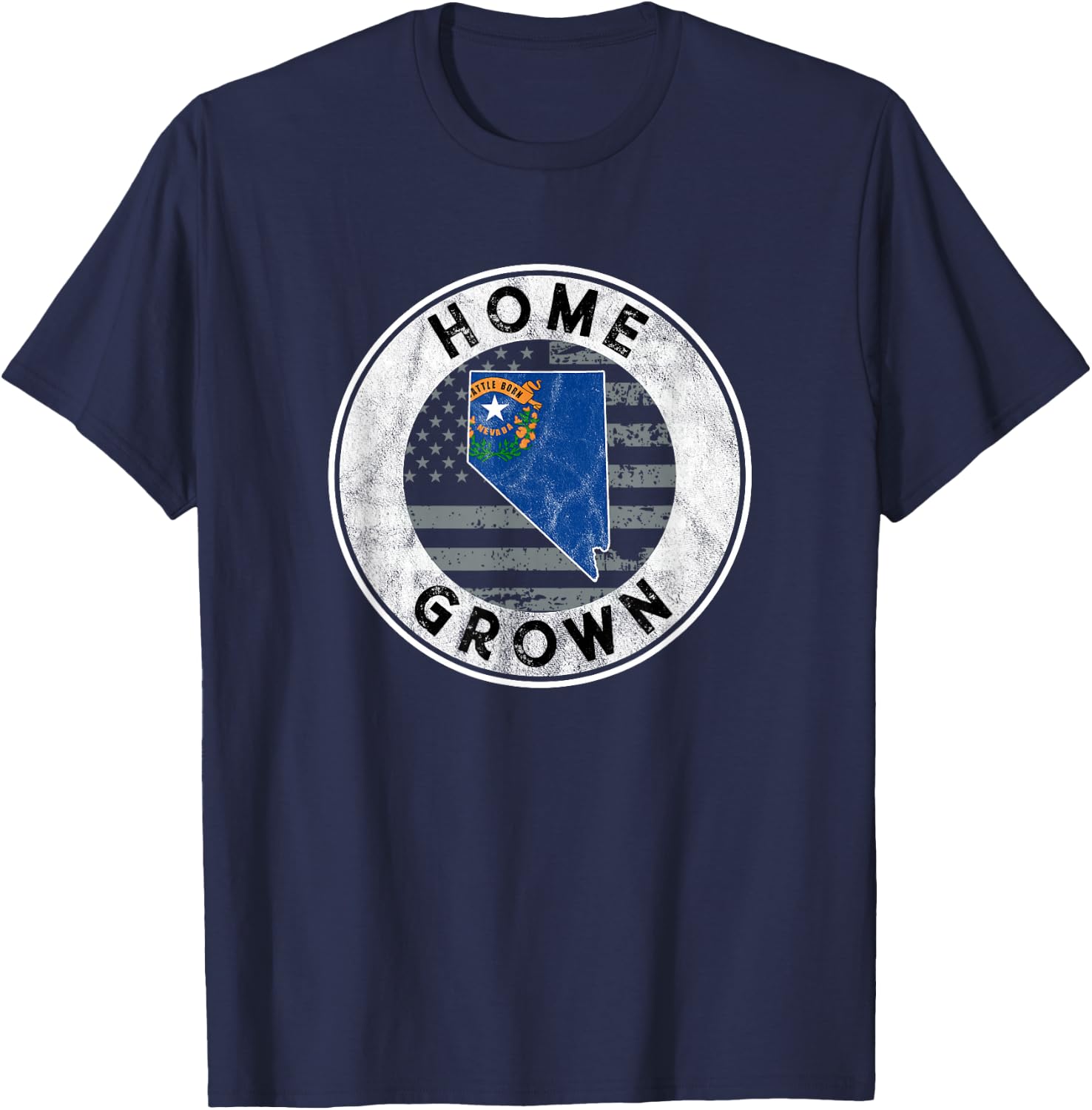 Nevada Native Home Grown Quote State American Flag Pride NV T-Shirt - T-Shirt | Navy