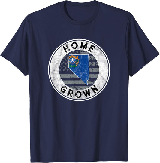 Nevada Native Home Grown Quote State American Flag Pride NV T-Shirt - T-Shirt | Navy