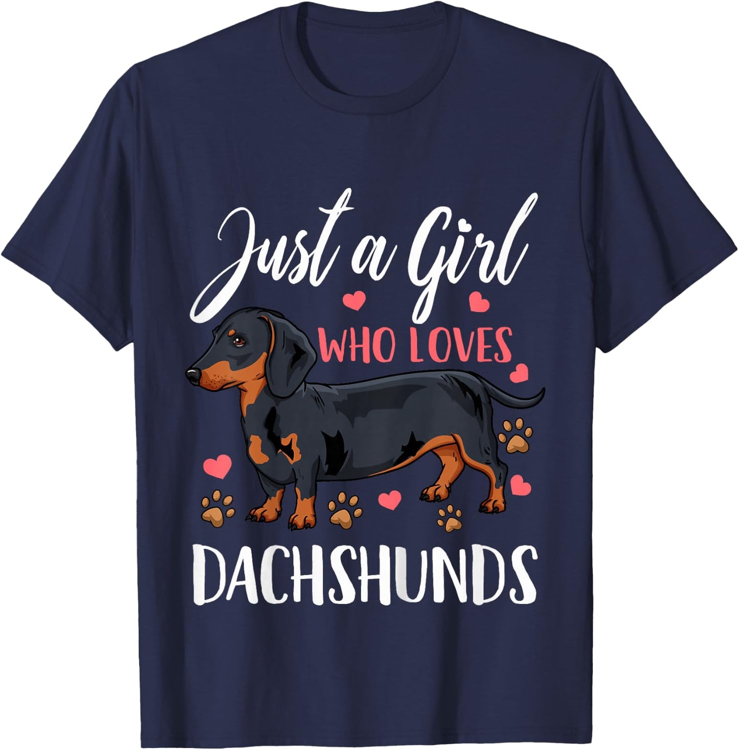 Kids Dachshund Just A Girl Who Loves Dachshunds Gift T-Shirt - T-Shirt | Navy