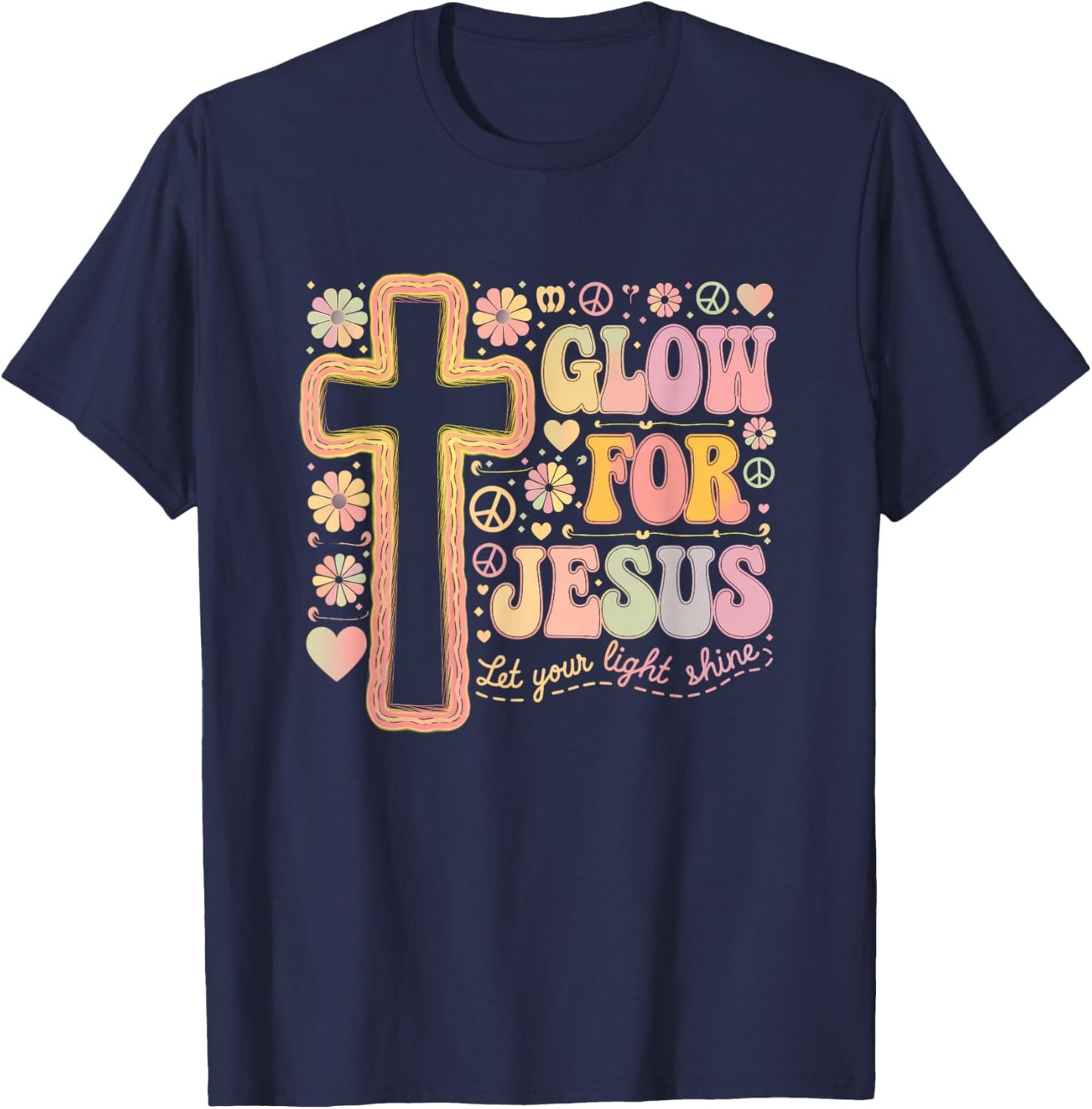 Glow for Jesus Christian Faith Lion God Christianity T-Shirt - T-Shirt | Navy