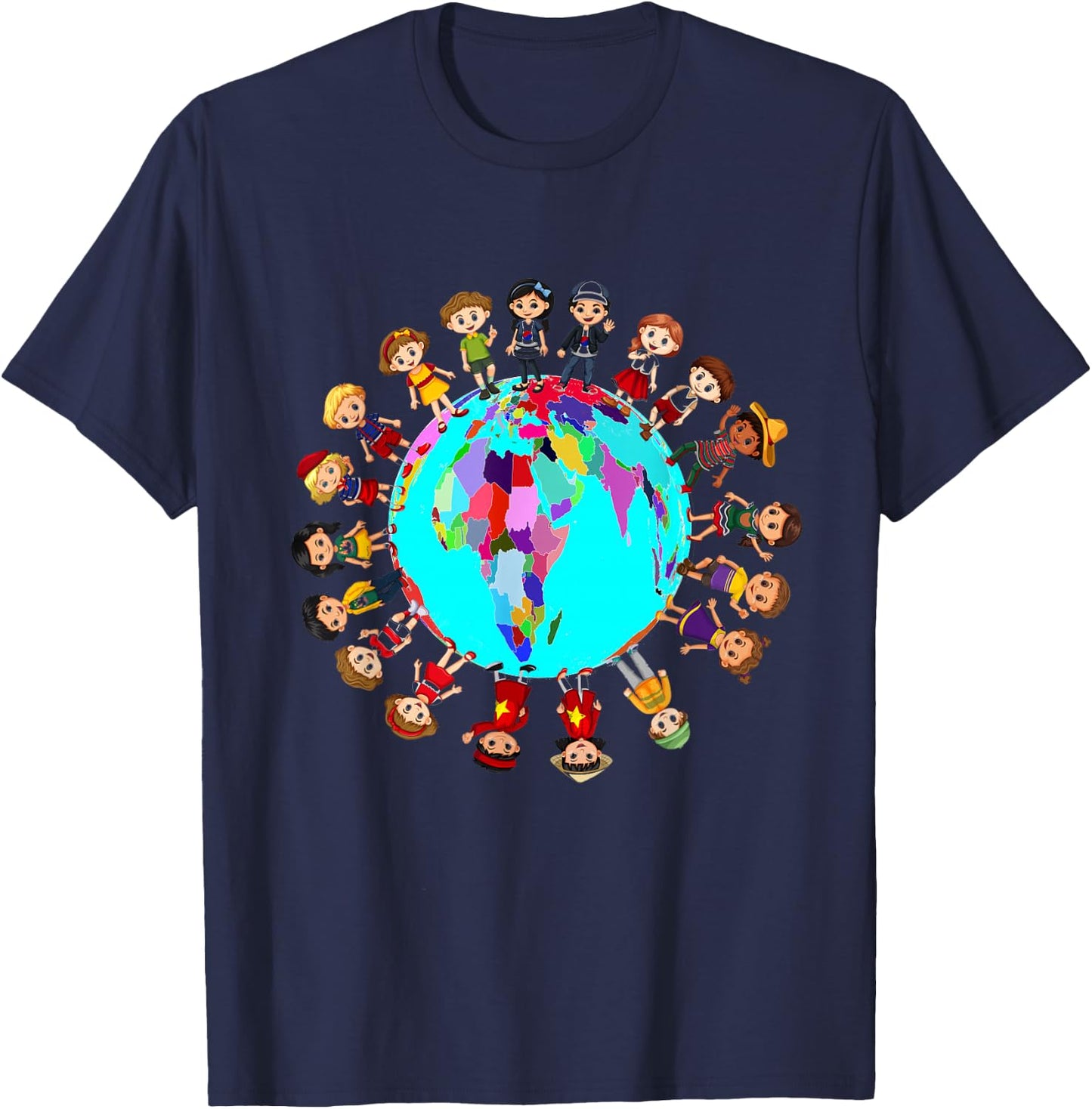 Kids around the world Happy Children Cultural diversity T-Shirt - T-Shirt | Navy