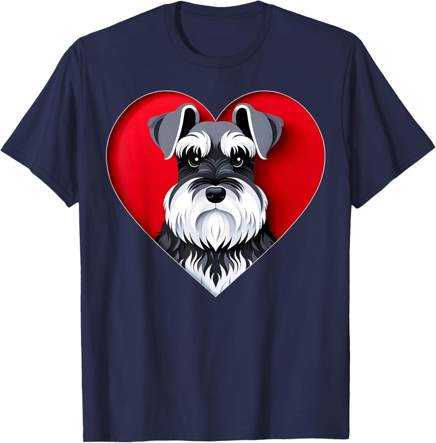 Miniature Schnauzer Heart Cute Mini Puppy Dog Lover T-Shirt - T-Shirt | Navy