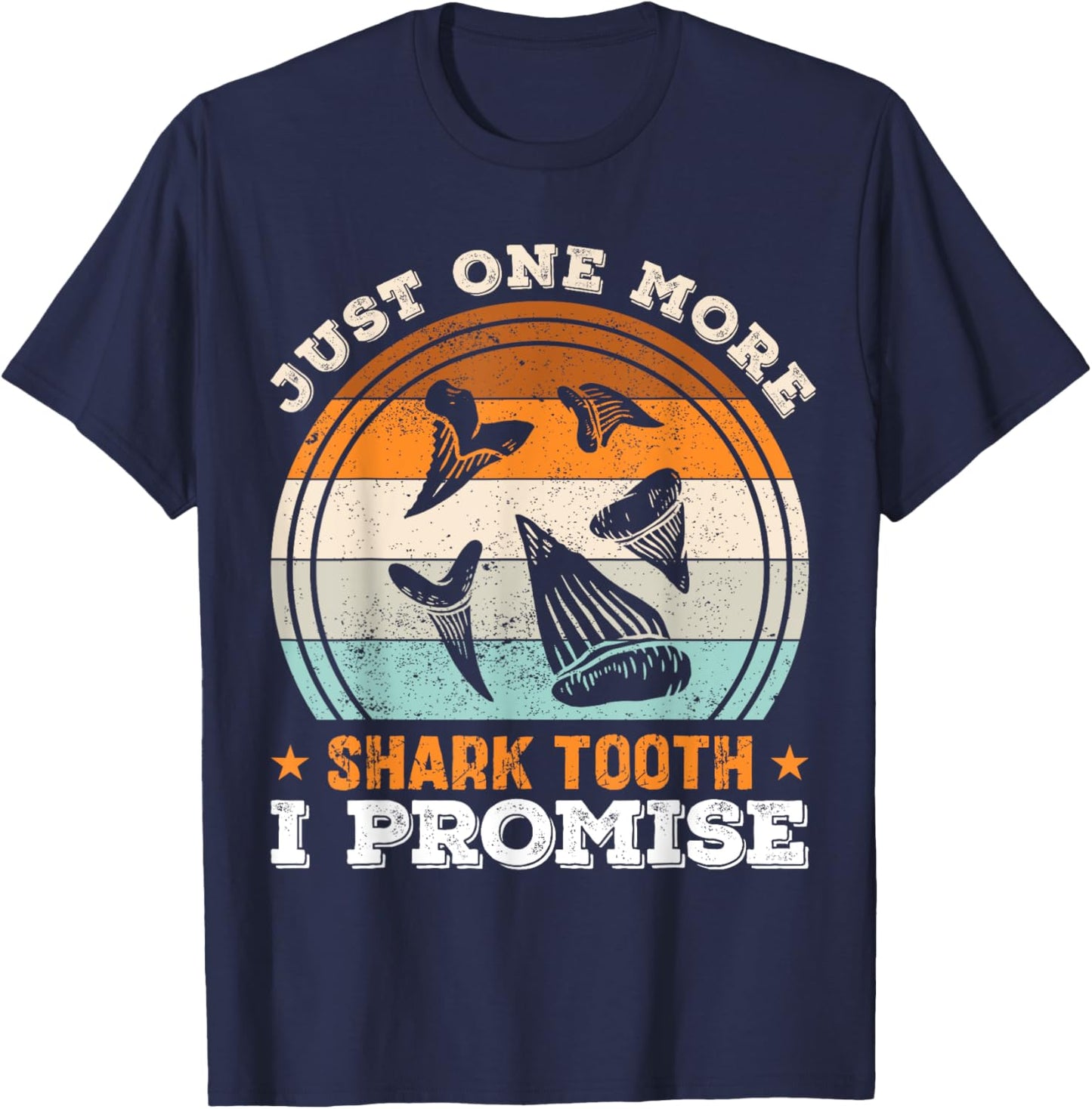 Retro Shark Teeth Collecting Tools Tooth Hunting Fossil Joke T-Shirt - T-Shirt | Navy