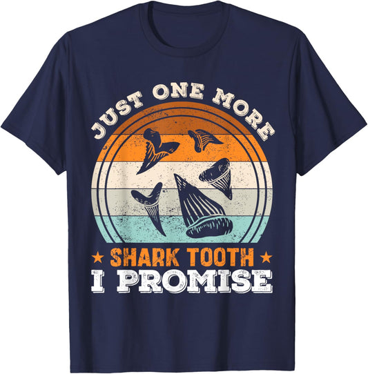 Retro Shark Teeth Collecting Tools Tooth Hunting Fossil Joke T-Shirt - T-Shirt | Navy