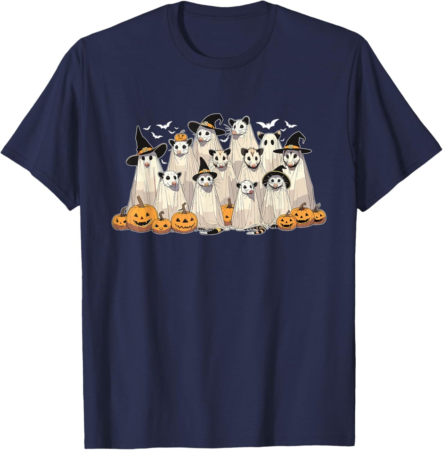 Retro Opossum Ghost Halloween Possum Pumpkin Spooky Season T-Shirt - T-Shirt | Navy
