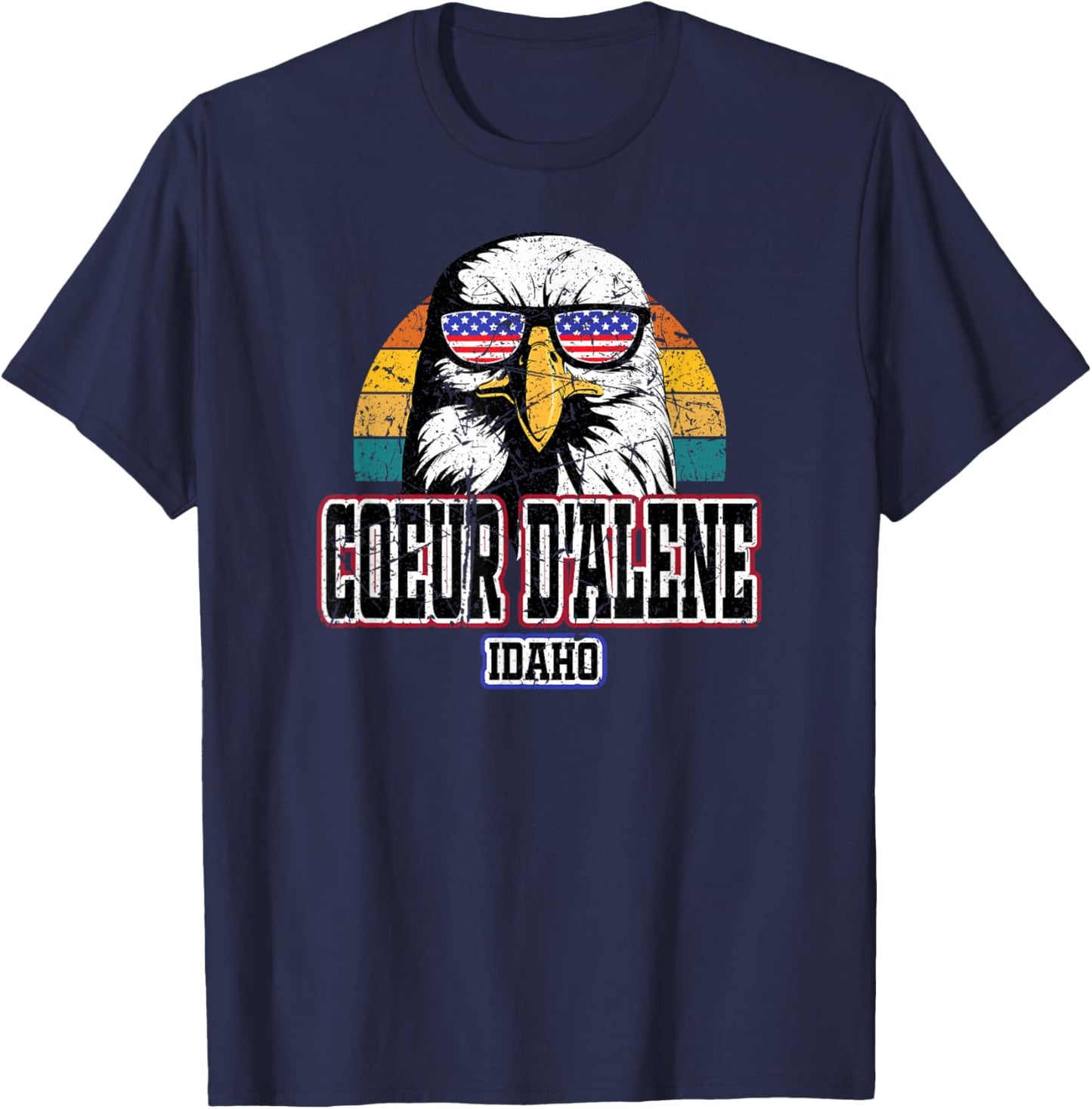 Coer d'Alene Idaho USA Flag Men Women Kids Kootenai County T-Shirt - T-Shirt | Navy