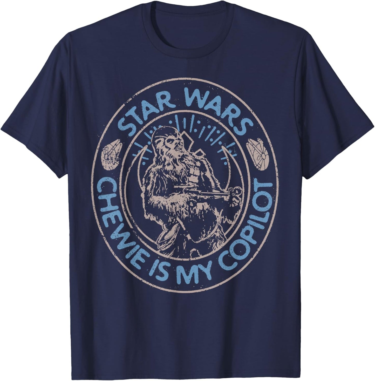 Star Wars The Rise Of Skywalker Chewie Is My Copilot Outline T-Shirt - T-Shirt | Navy