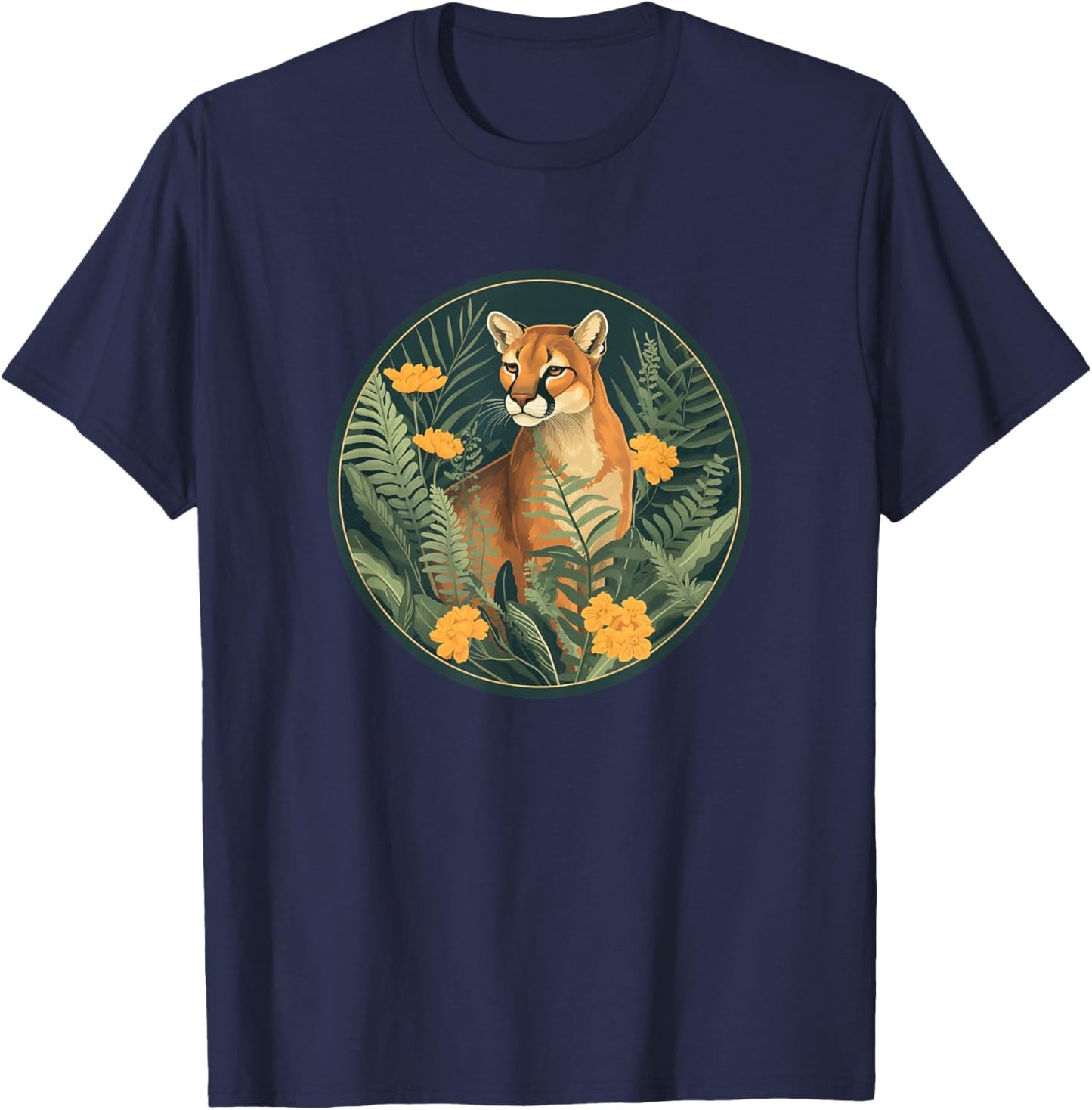 Exotic Nature Cougar Mountain Lion Wildlife Lover T-Shirt - T-Shirt | Navy