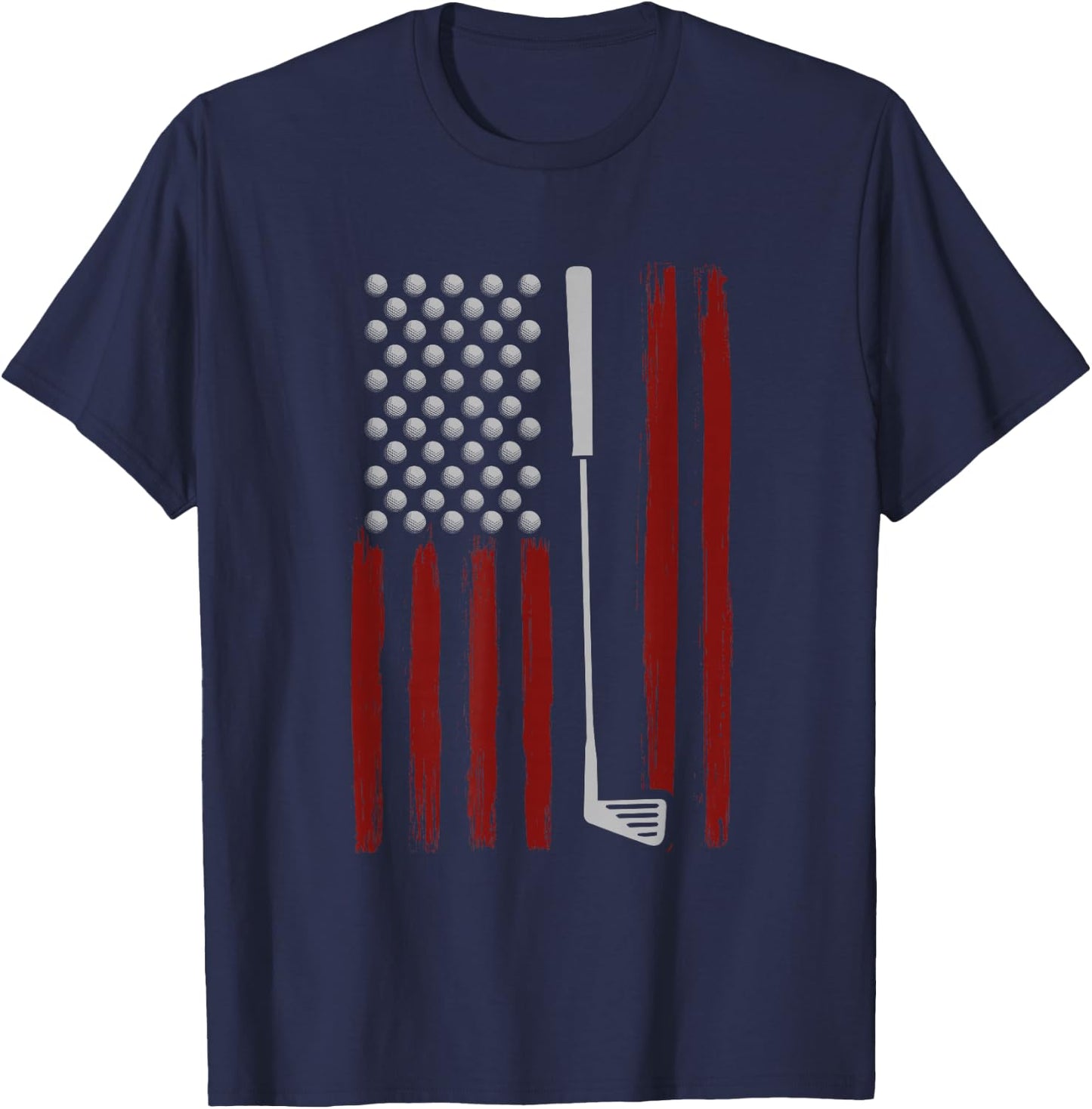 Retro American Flag Golf Golfer Funny Golf Club Golfing T-Shirt - T-Shirt | Navy