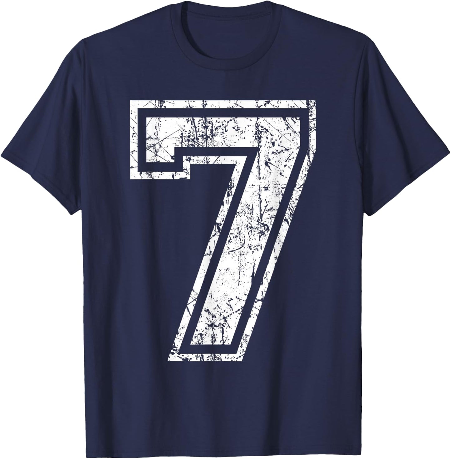 Sports Jersey Grunge Number 7 Fan Team Player Birthday T-Shirt - T-Shirt | Navy