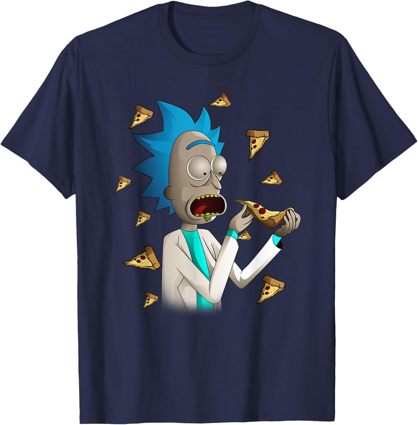 Rick and Morty Shirt Rick Loves Pizza T-Shirt - T-Shirt | Navy