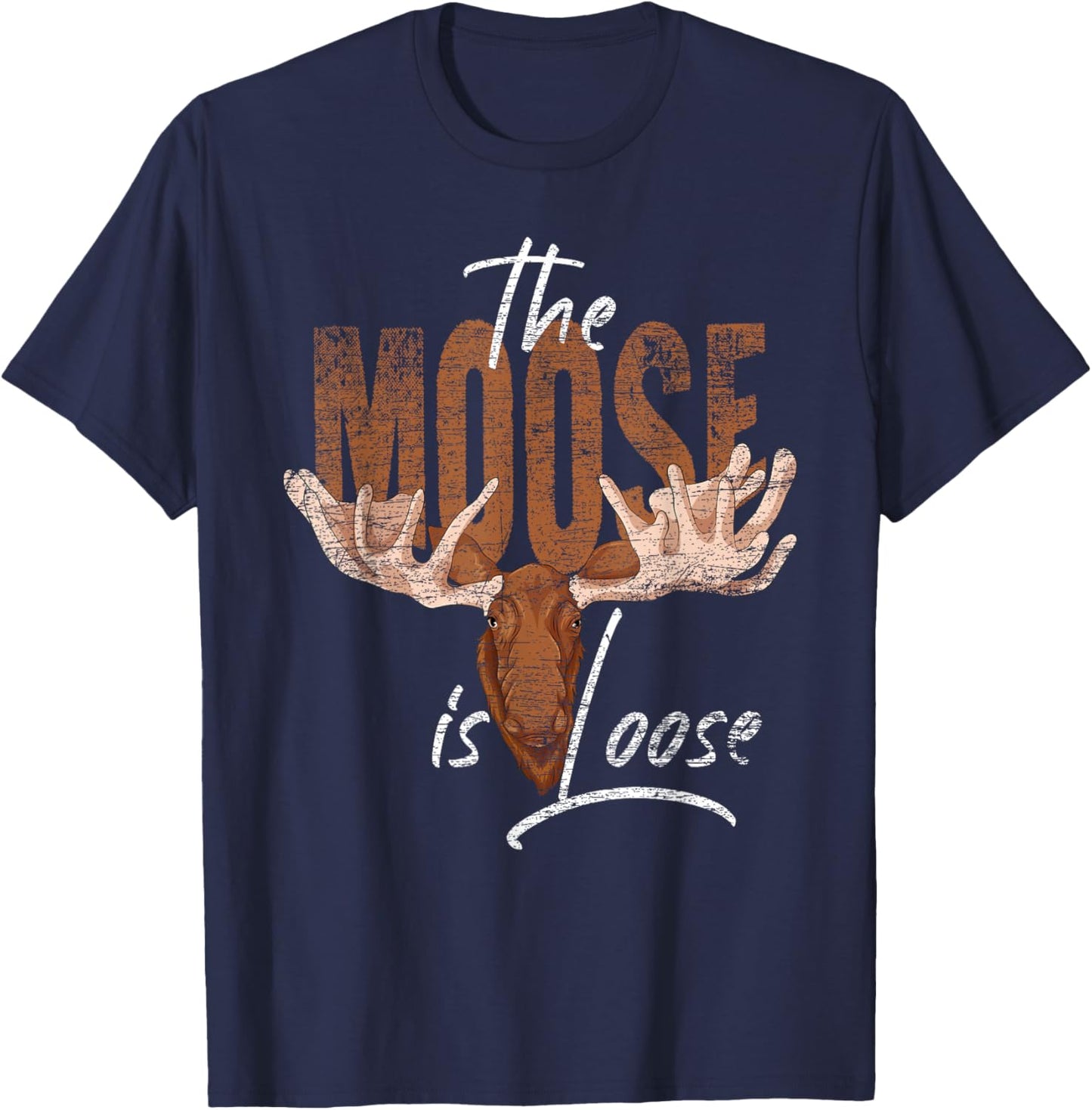 Forest Animal Lovers Scandinavia Wild Animal Funny Moose T-Shirt - T-Shirt | Navy