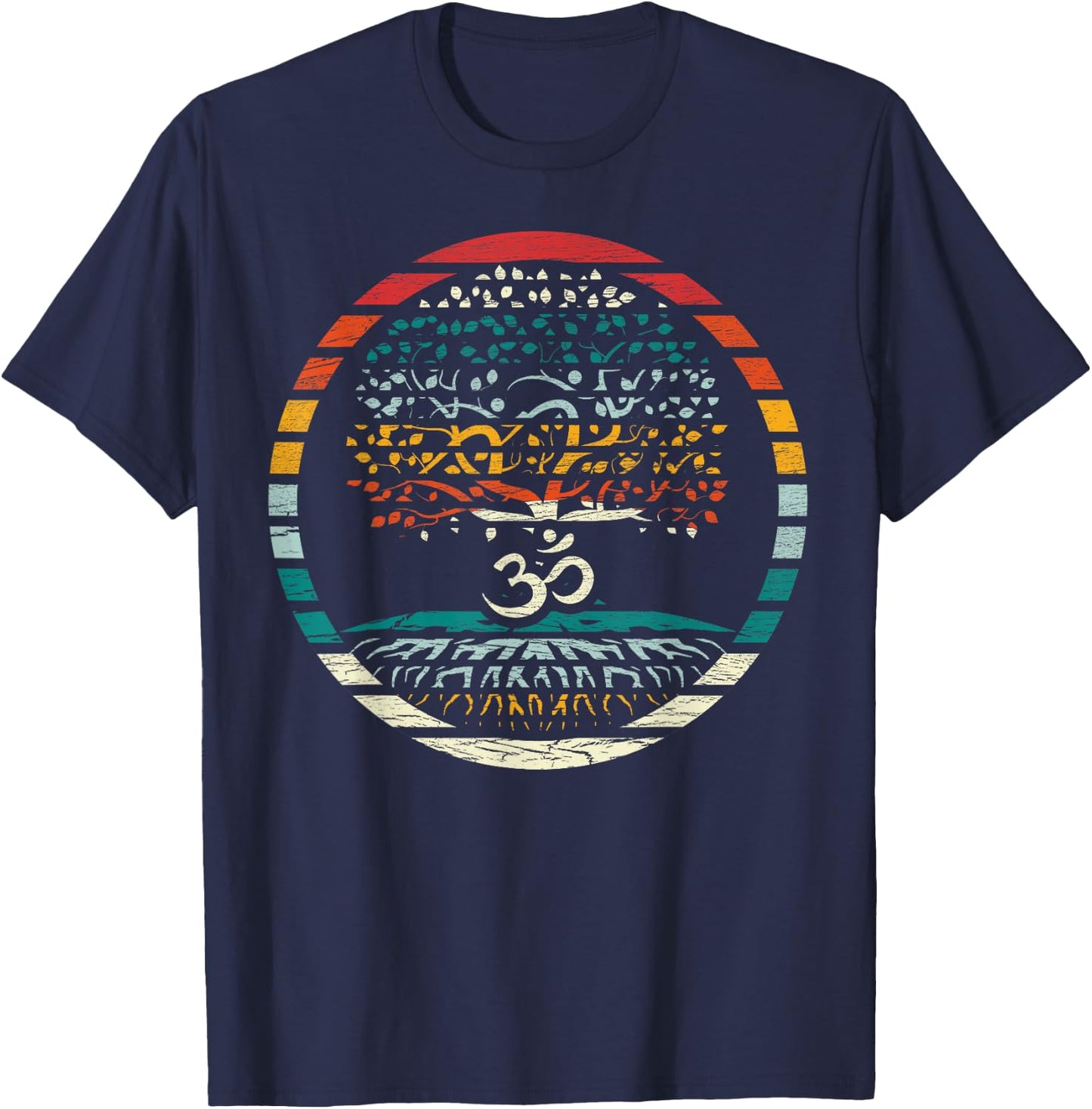 Tree of Life Shirt with Om Symbol Yoga Om T-Shirt - T-Shirt | Navy