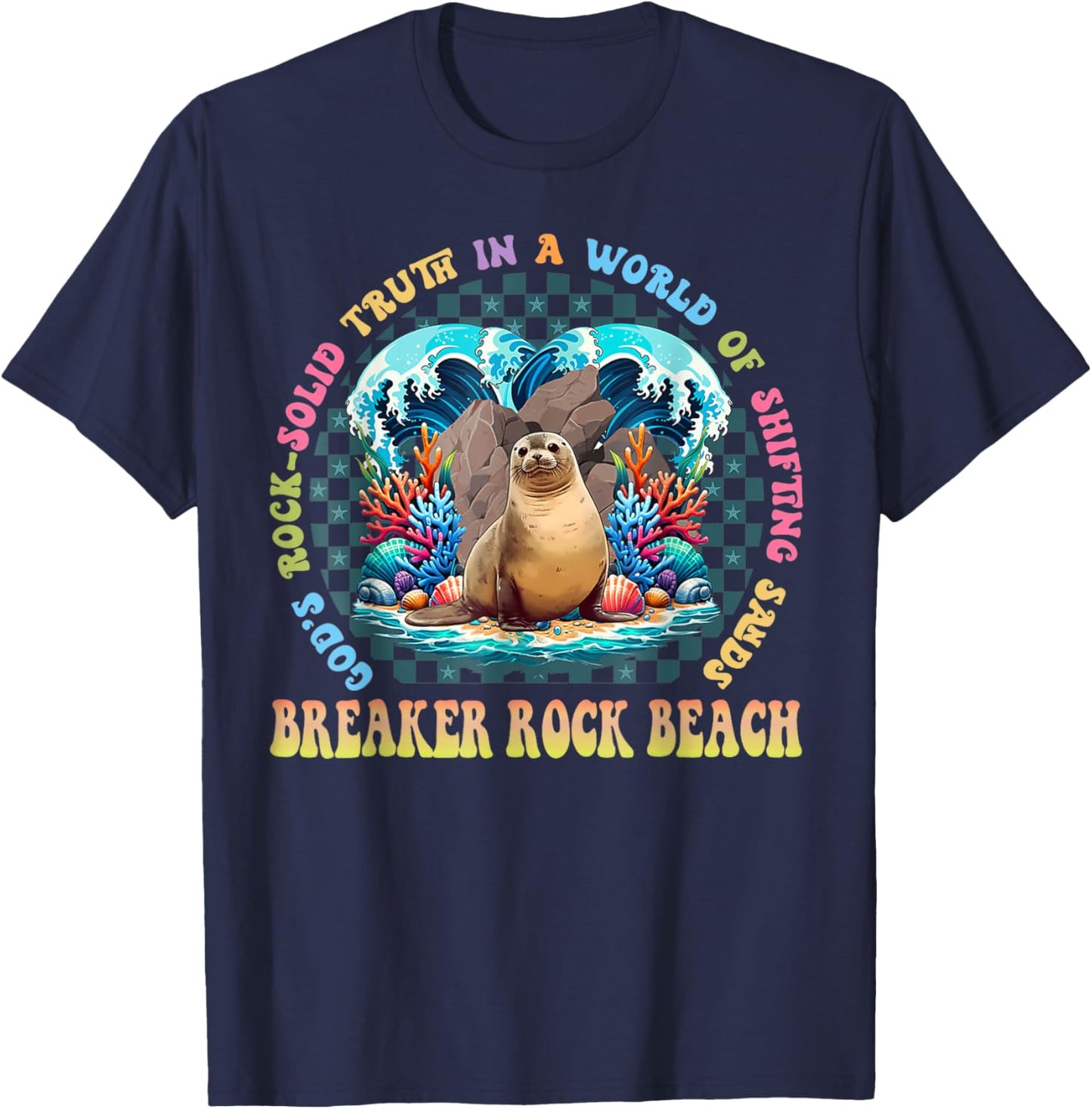 Breaker Rock Beach VBS 2024 Gods Rock Solid Truth In A World Men Women Kids T-Shirt - T-Shirt | Navy