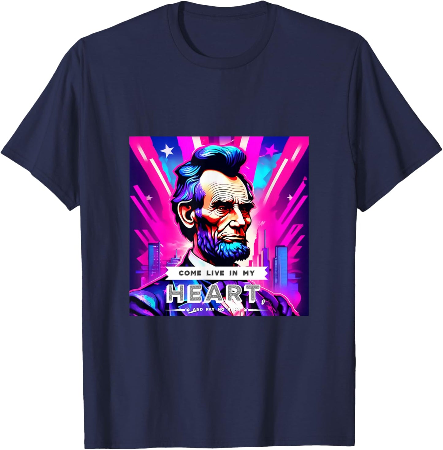 Patriotic Abraham Lincoln Graphic Inspiring Quote Design T-Shirt - T-Shirt | Navy