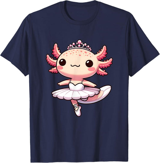Cute Ballerina Funny Ballet Cute Axolotl T-Shirt - T-Shirt | Navy