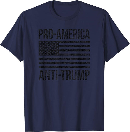PRO America Anti Trump US American Flag Patriot T-Shirt - T-Shirt | Navy