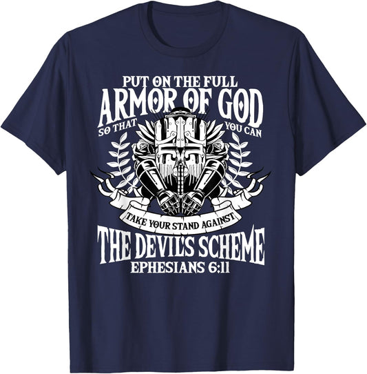 Ephesians 6:11 Armor of God Christian Bible Verse Religious T-Shirt - T-Shirt | Navy