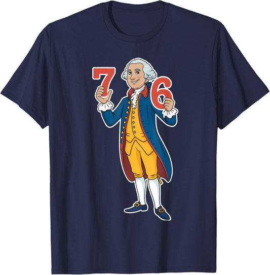 6-7 7-6 George Washington Six Seven American T-Shirt - T-Shirt | Navy