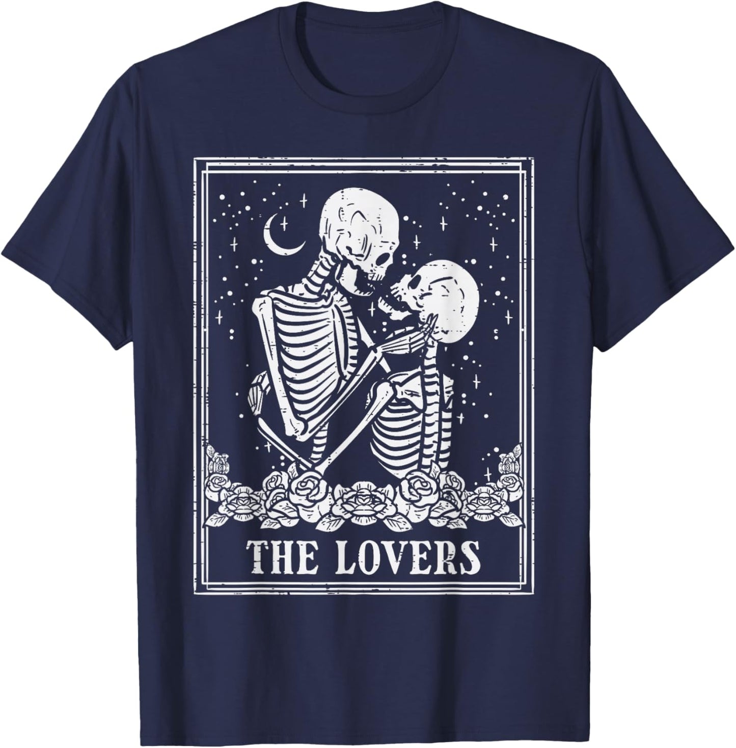 Halloween Skeleton Tarot The Lovers Couple Costume Men Women T-Shirt - T-Shirt | Navy
