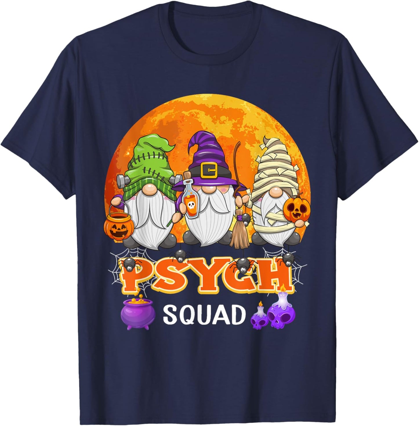 Psych Squad Halloween Psychiatric Nurse Gnome Matching T-Shirt - T-Shirt | Navy