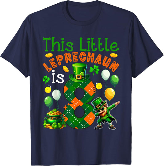 Leprechaun Is 8 Years Old St. Patrick's Day 8th Birthday Kids T-Shirt - T-Shirt | Navy