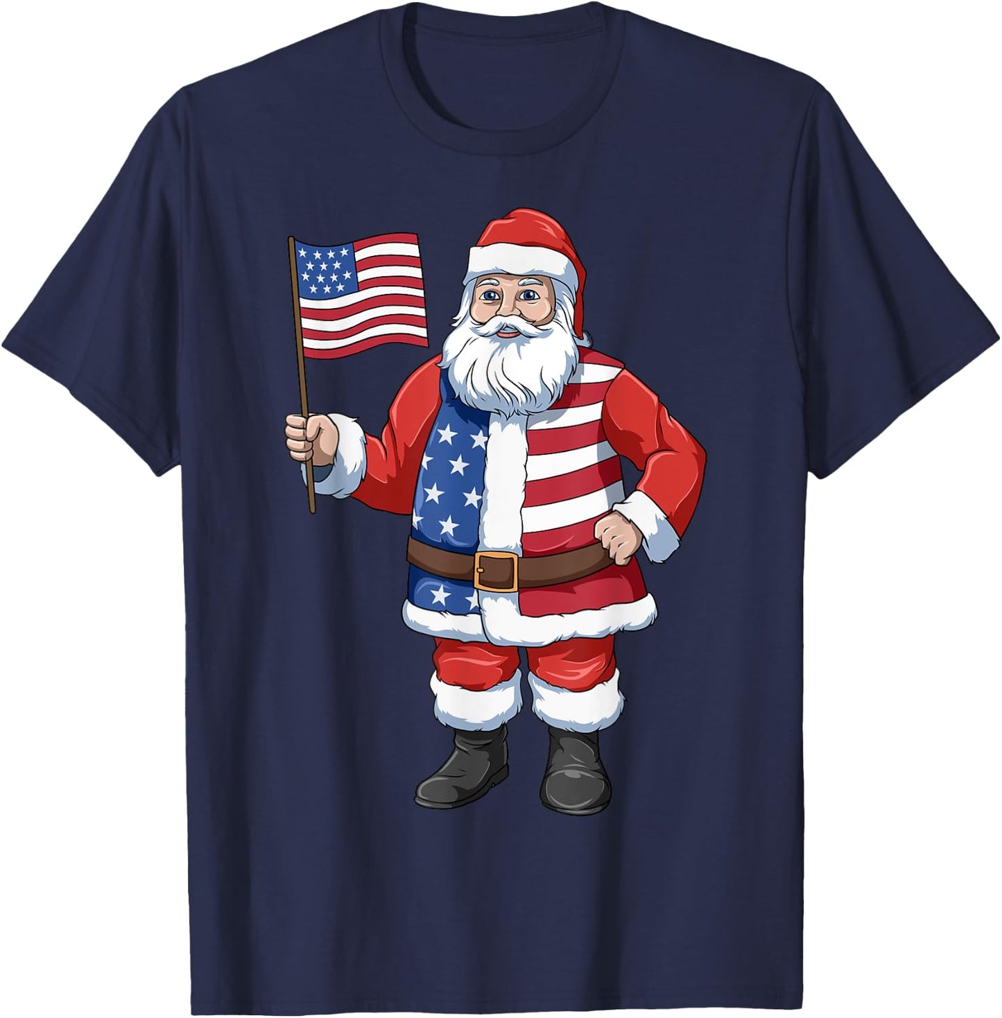 Patriotic Santa American 4th of July Santa American Flag T-Shirt - T-Shirt | Navy