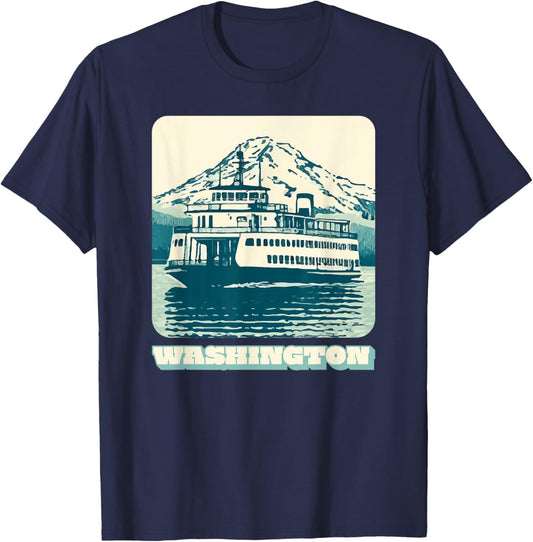 Washington Rainier Ferry Pac Northwest Native Souvenir T-Shirt - T-Shirt | Navy