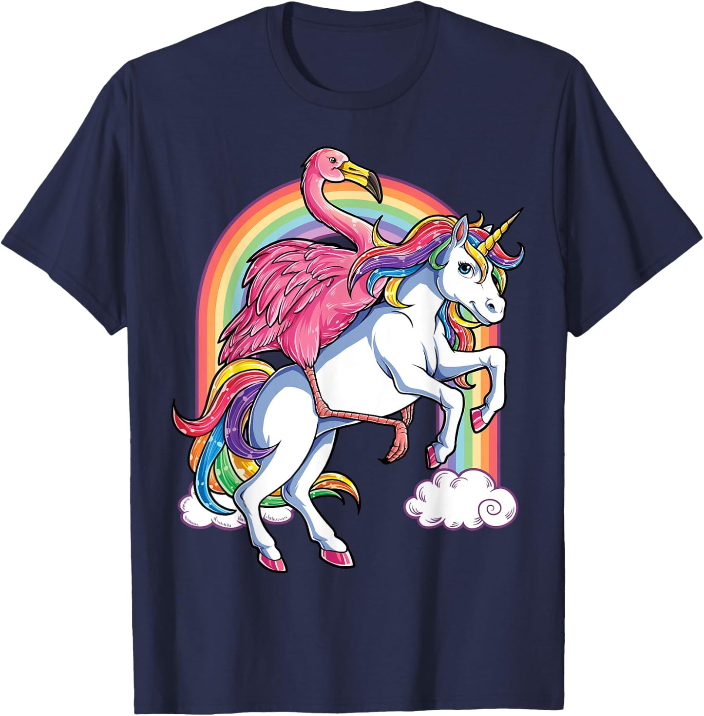 Pink Flamingo Unicorn T shirt Bird Lovers Squad Rainbow Gift T-Shirt - T-Shirt | Navy