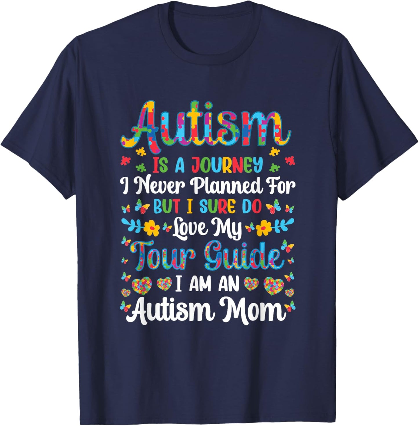 Retro Autism Mom Autism Is A Journey Autism Awareness Month T-Shirt - T-Shirt | Navy
