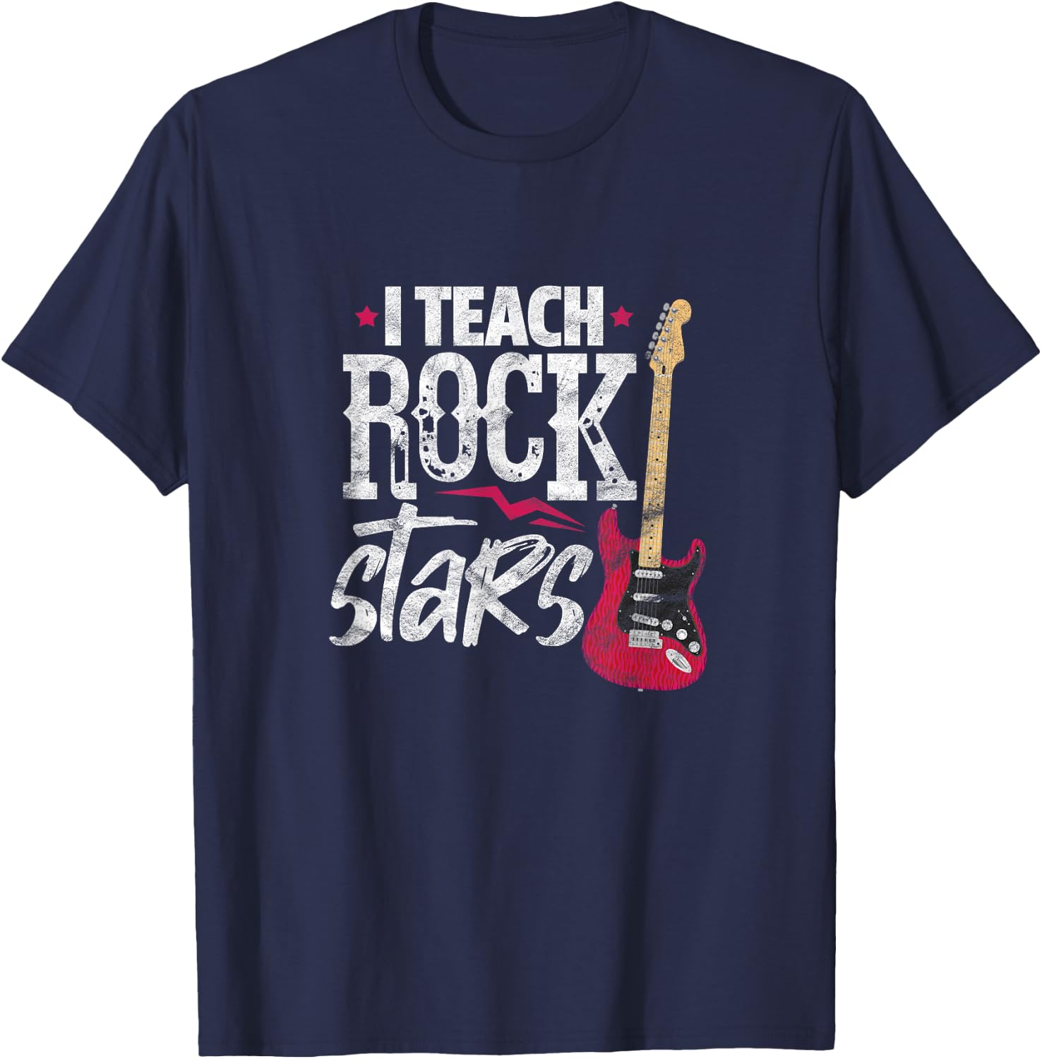 I Teach Rock Stars Funny Music Teacher Guitar Player T-Shirt - T-Shirt | Navy