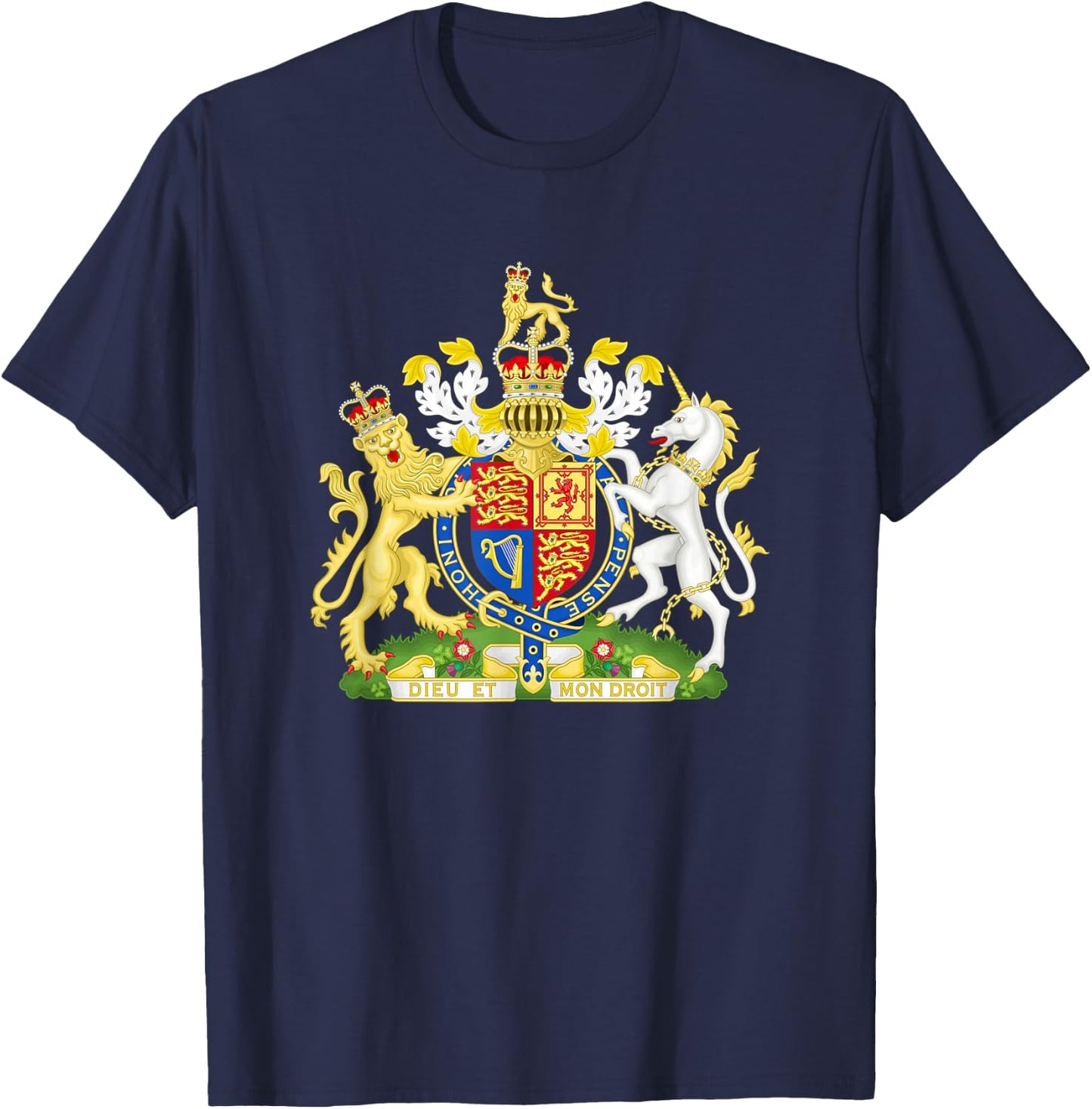 British Royal Coat of Arms England Queen Crest Small T-Shirt - T-Shirt | Navy