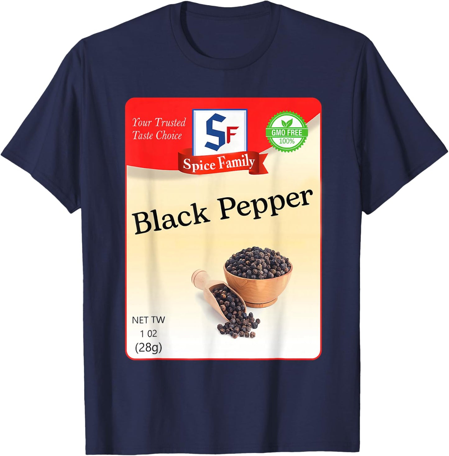 Black Pepper Condiment Holiday Spice Group Costumes T-Shirt - T-Shirt | Navy