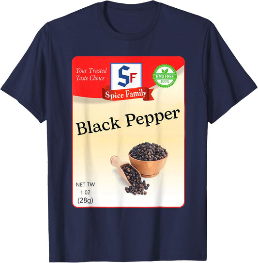 Black Pepper Condiment Holiday Spice Group Costumes T-Shirt - T-Shirt | Navy