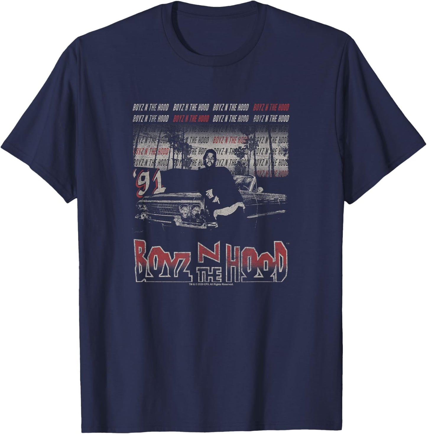 Boyz N The Hood Ice Cube and Car '91 Photo T-Shirt - T-Shirt | Navy