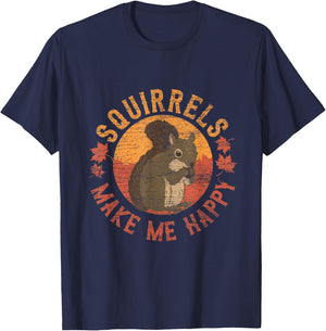 Squirrels Make Me Happy - Vintage Squirrel Small T-Shirt - T-Shirt | Navy
