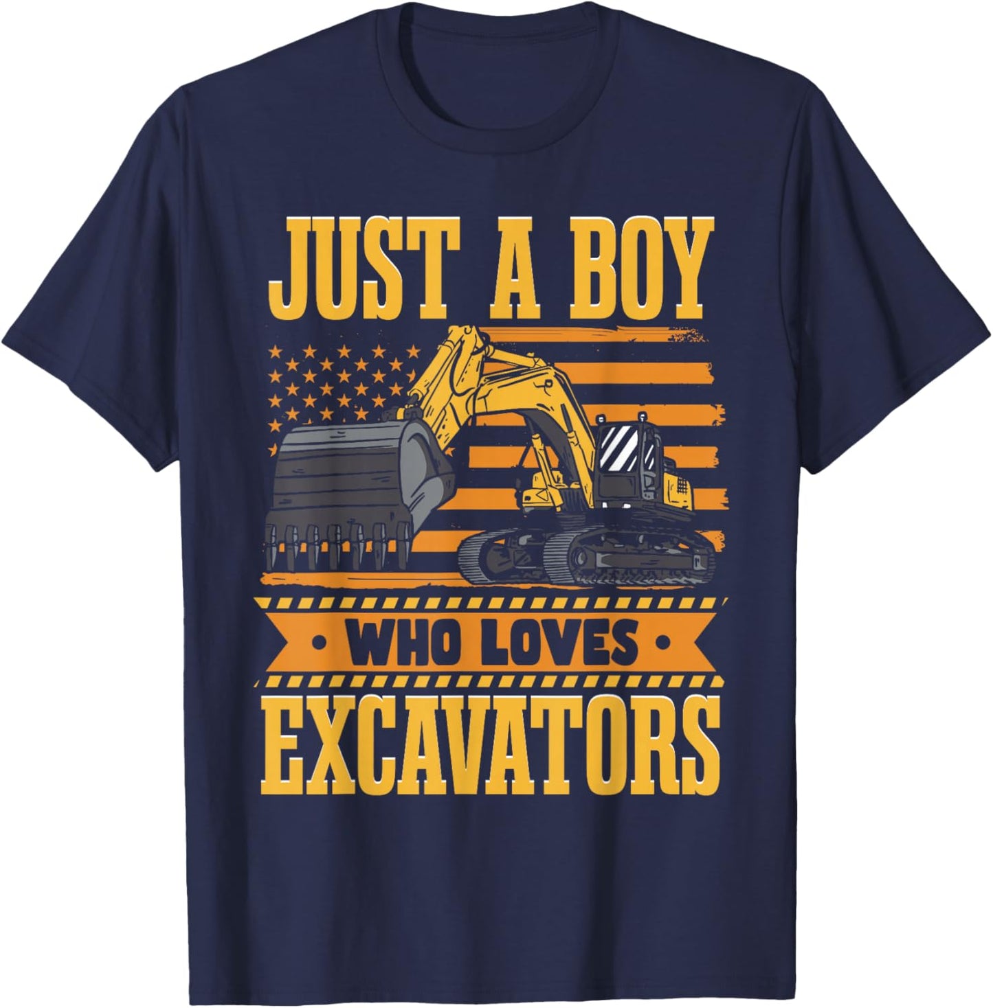 Just A Boy Who Loves Excavators T-Shirt - T-Shirt | Navy