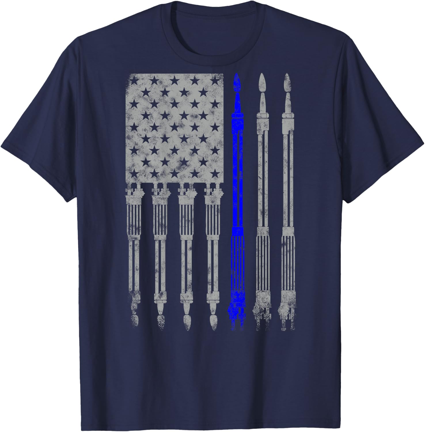 Welder Blue line American Flag Shirt USA Patriotic Welder T-Shirt - T-Shirt | Navy