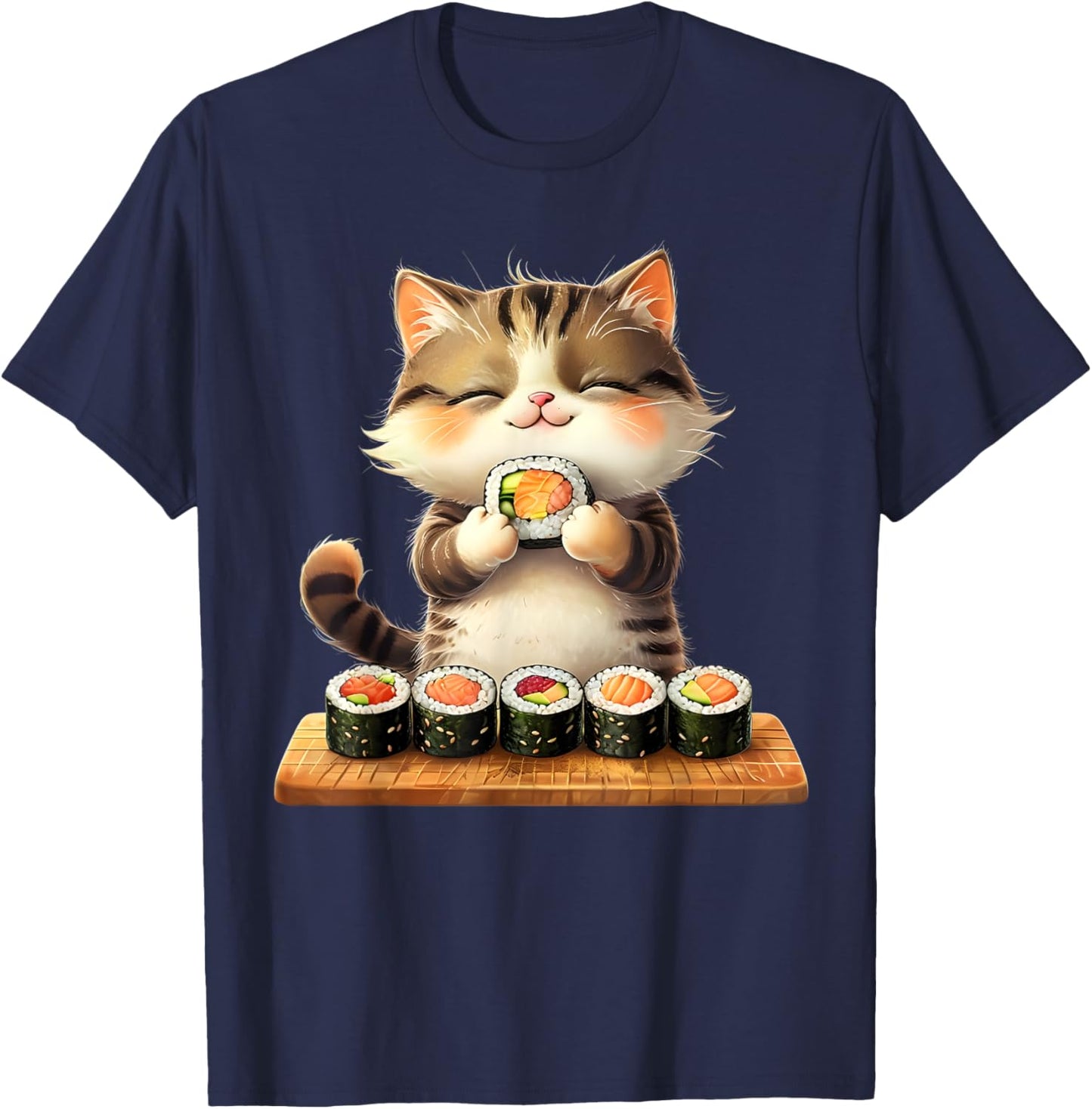 Kawaii Cat Lover Japanese Cat Owner Sushi Lover Anime Otaku Men Women Kids T-Shirt - T-Shirt | Navy