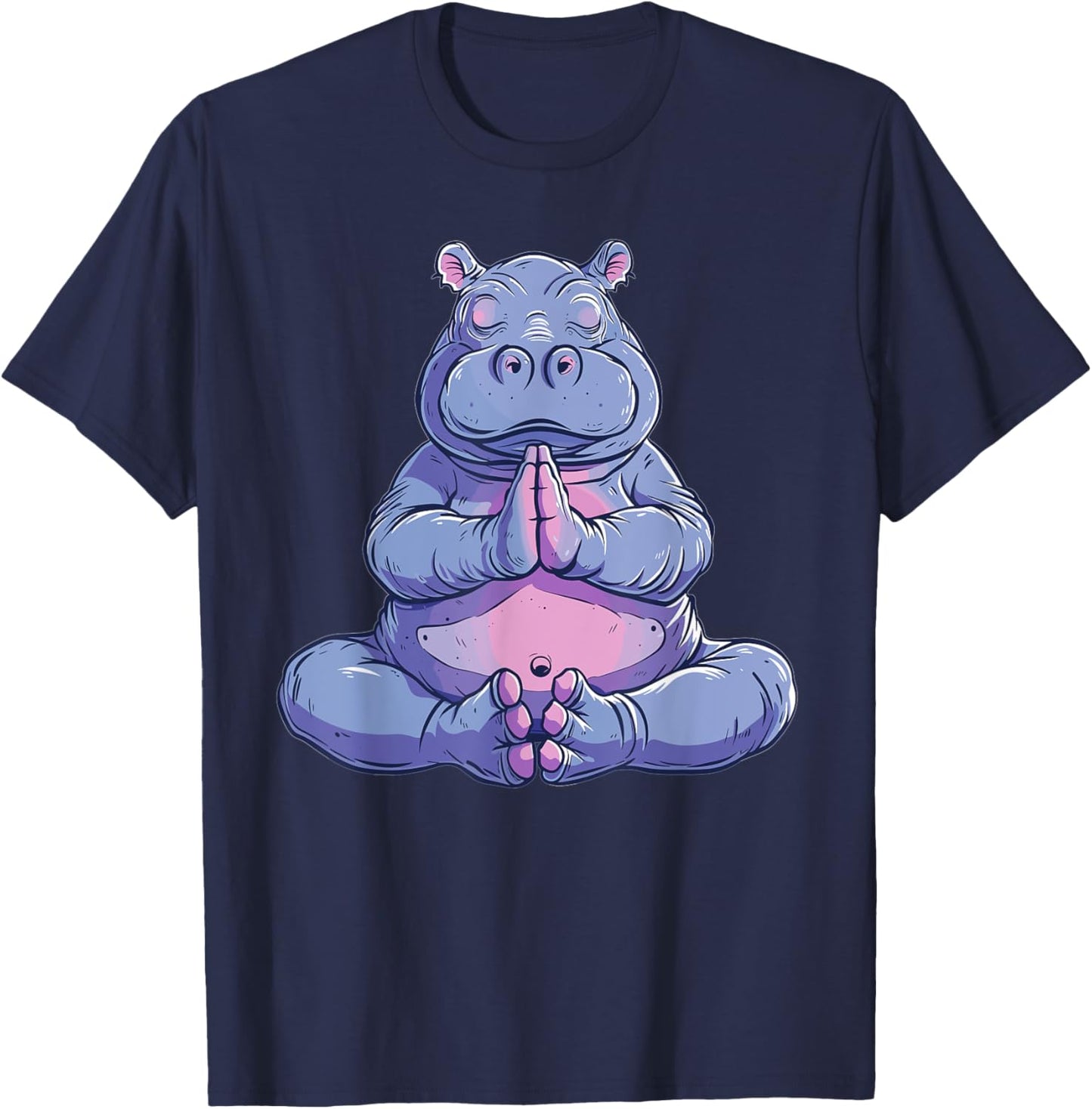 Cute Hippo Yoga T-Shirt - T-Shirt | Navy