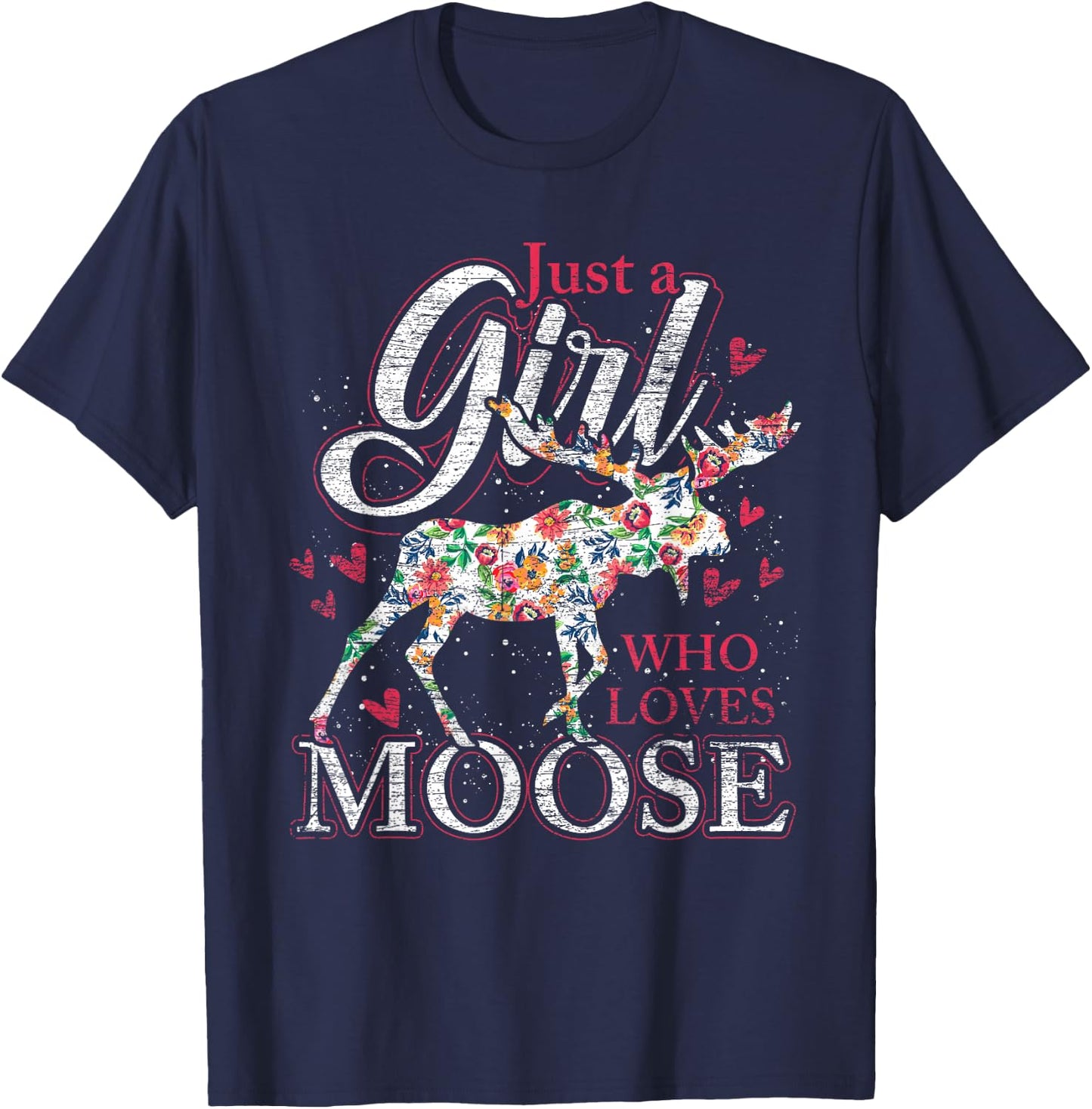 Nur EIN Mädchen das Elche liebt Sweden Animal Vintage Elk T-Shirt - T-Shirt | Navy