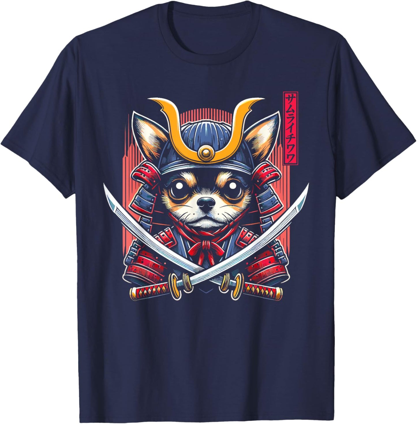 Japanese Chihuahua Dog Samurai Men, Women, Kids T-Shirt - T-Shirt | Navy