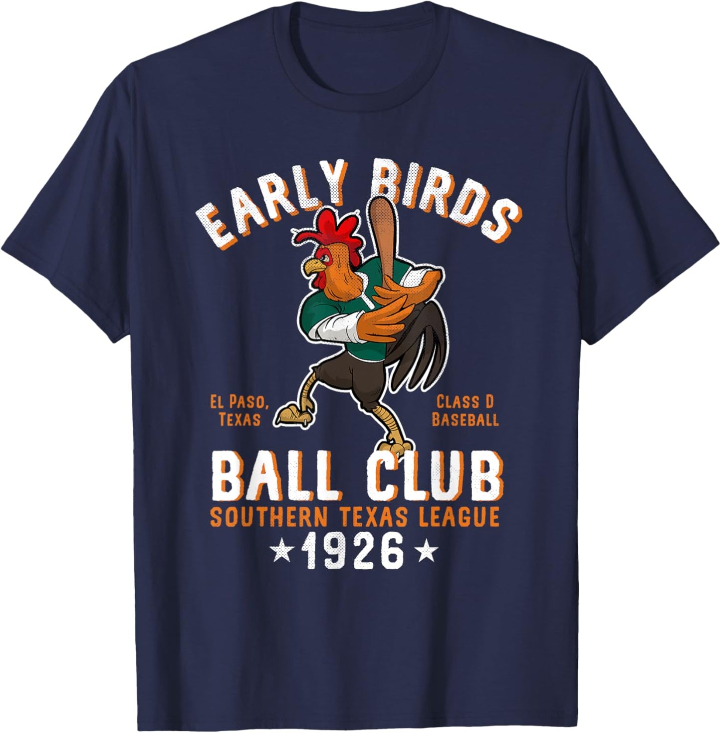El Paso Early Birds Retro Minor League Baseball Team T-Shirt - T-Shirt | Navy