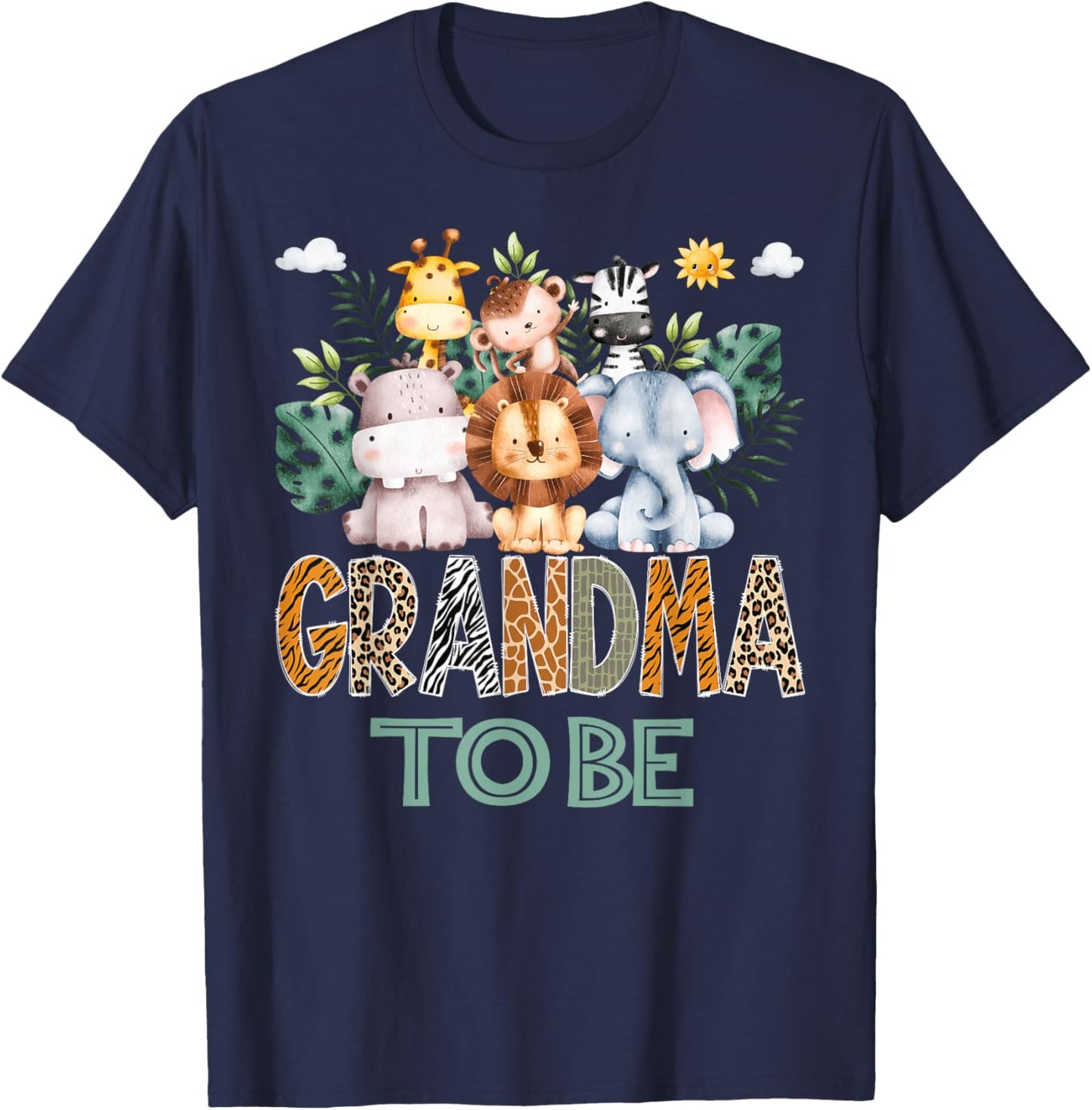 Soon To Be Grandma Jungle Animal Safari Gender Reveal T-Shirt - T-Shirt | Navy