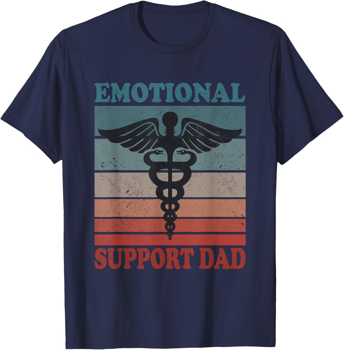 Vintage Emotional Support Dad Caring Dad Father T-Shirt - T-Shirt | Navy