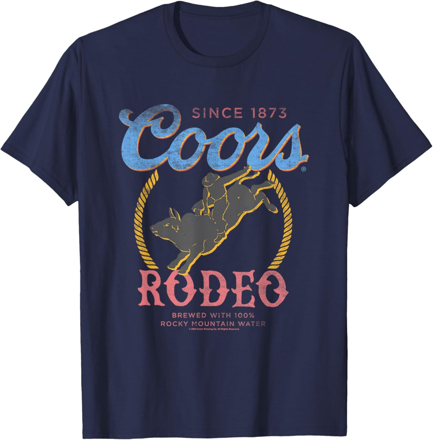 Coors Rodeo Since 1873 100% Rocky Mountain Water Vintage T-Shirt - T-Shirt | Navy